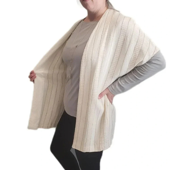 Zonda Nellis Hand-Woven VTG Cardigan Neutral Metallic ART TO WEAR Slow Fashion - Picture 4 of 17